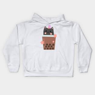 Cat boba tea Kids Hoodie